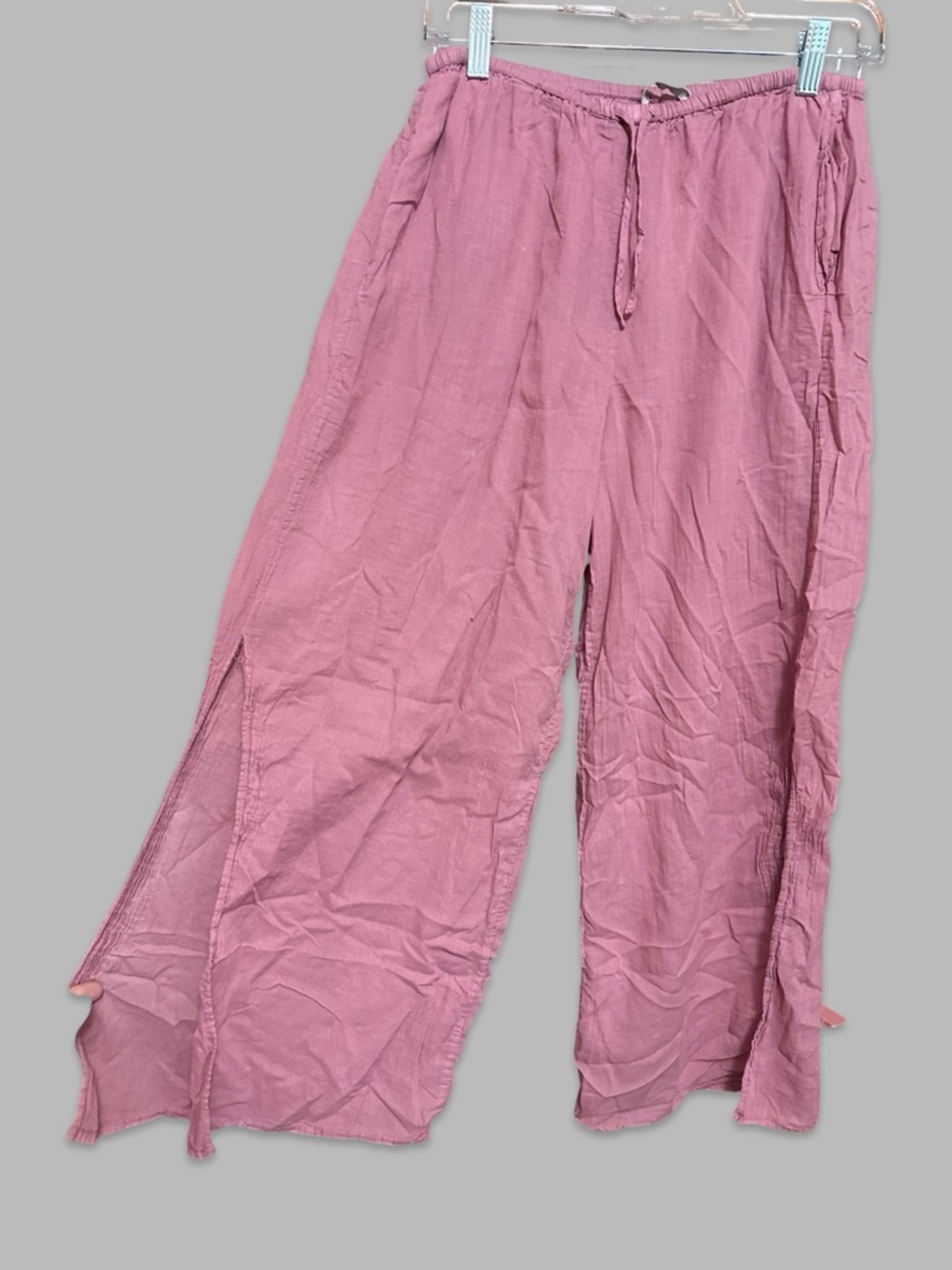 Skin Women’s Sheer Cotton Gauze Wide-Leg Drawstring Lounge Pants Dusty Rose
